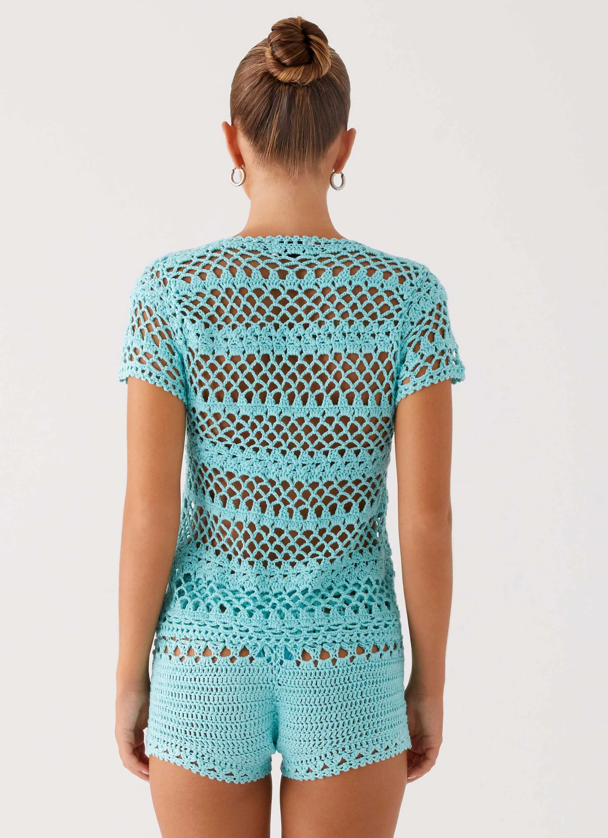 Kristelle Crochet Shorts - Turquoise