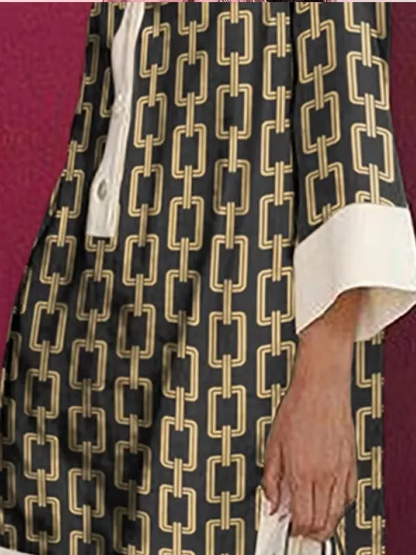 Lapel Collar Long Sleeves A-line Party Dresses