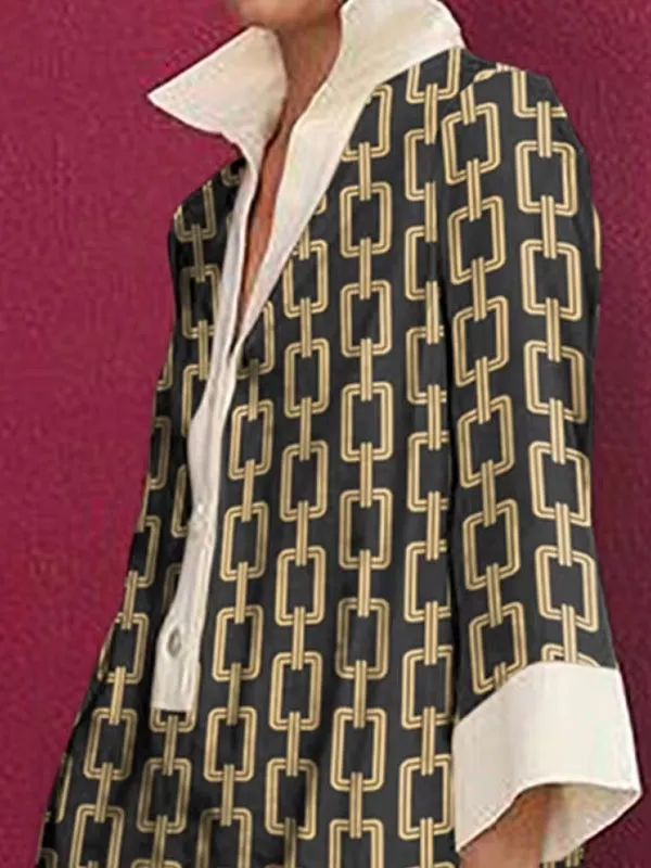 Lapel Collar Long Sleeves A-line Party Dresses