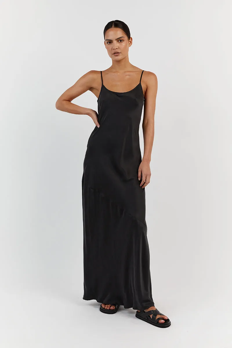 LAYLA BLACK SILK MAXI DRESS