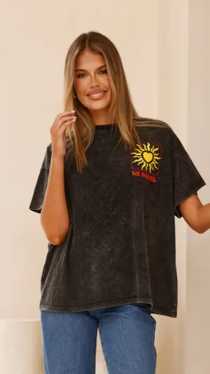 Le Soleil Acid Wash Tee - Black