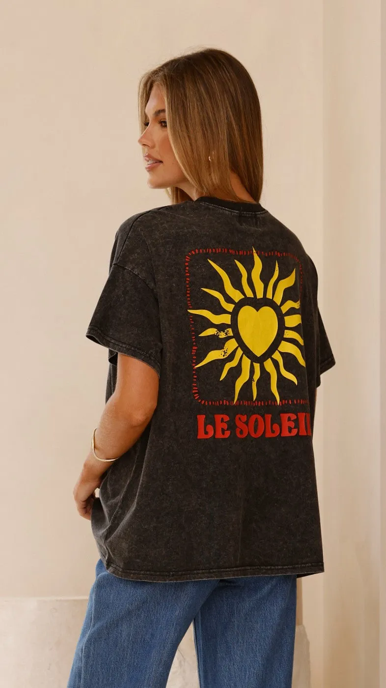 Le Soleil Acid Wash Tee - Black
