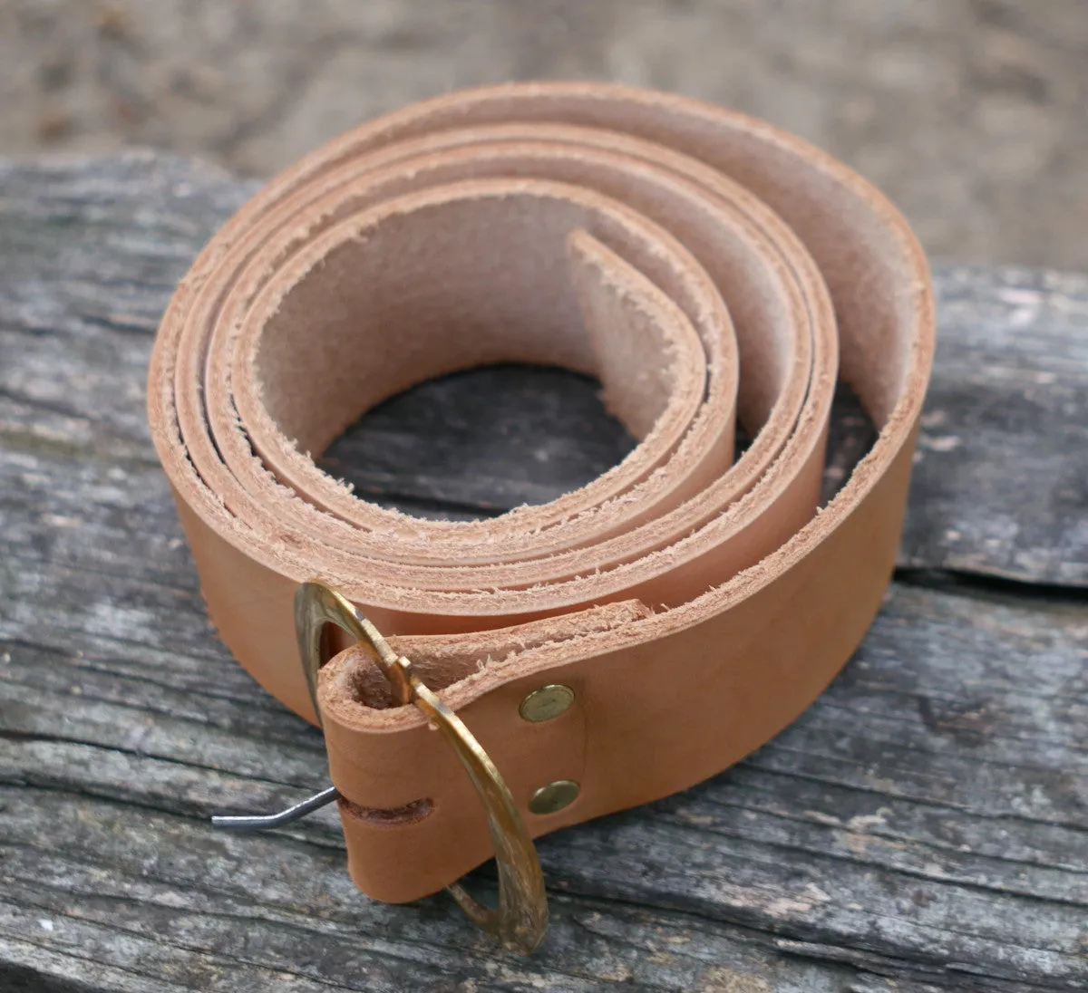 Leather Belt with Brass Buckle