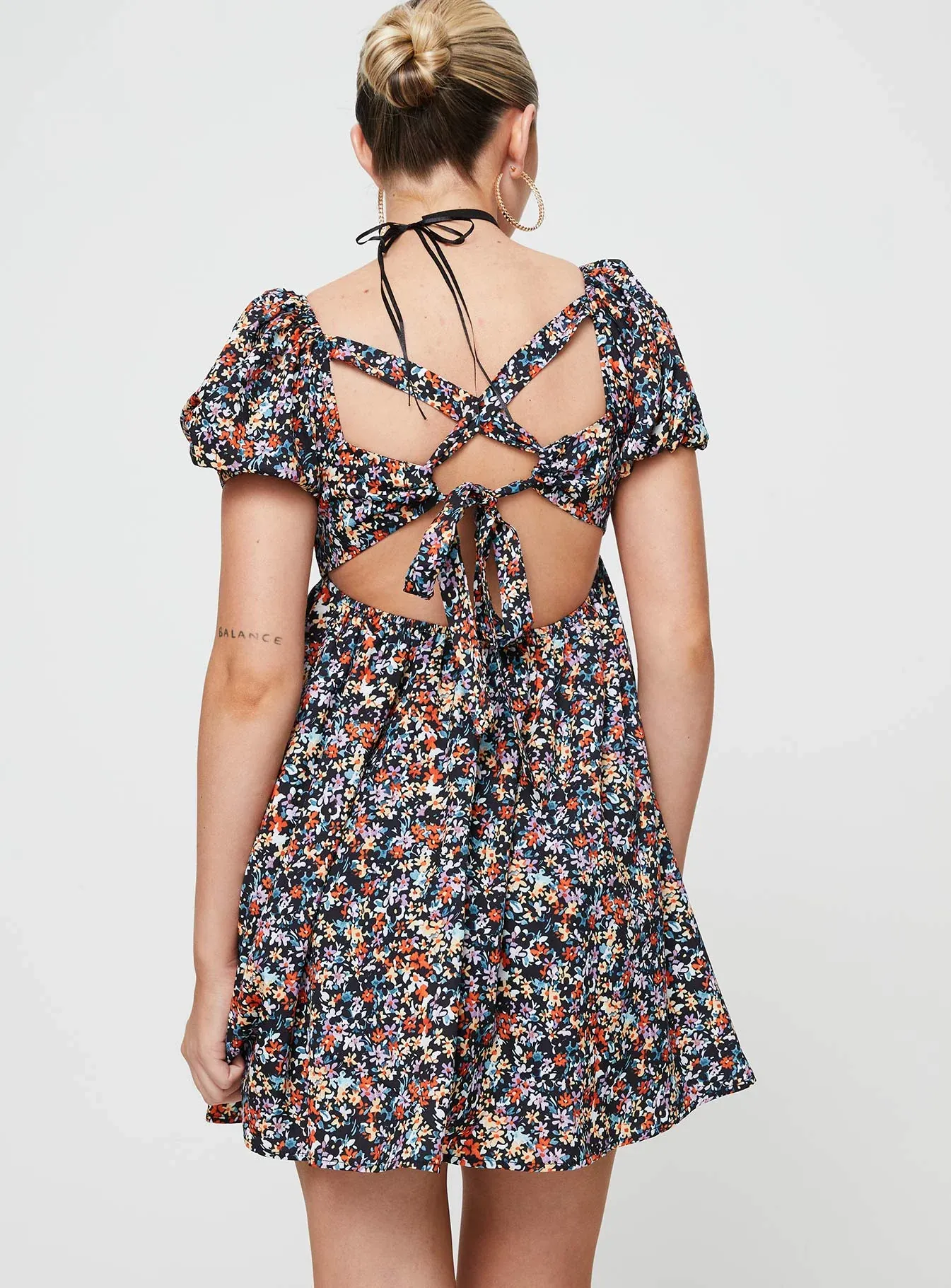 Let's Dance Mini Dress Black Floral