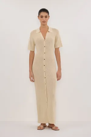 LIAM NATURAL KNIT POLO MAXI DRESS