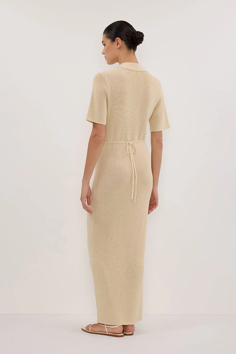 LIAM NATURAL KNIT POLO MAXI DRESS