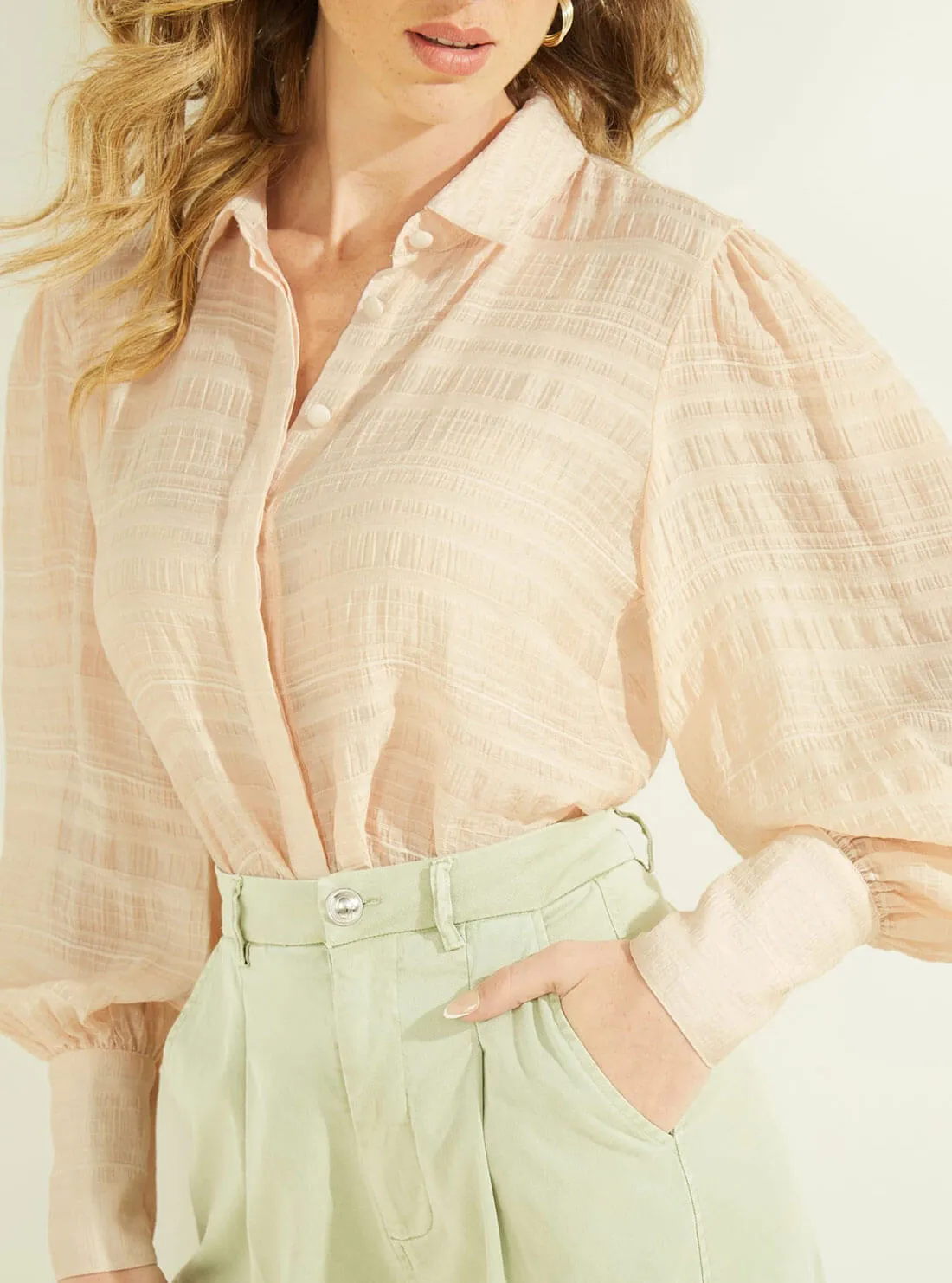 Light Pink Rav Crinkle Shirt