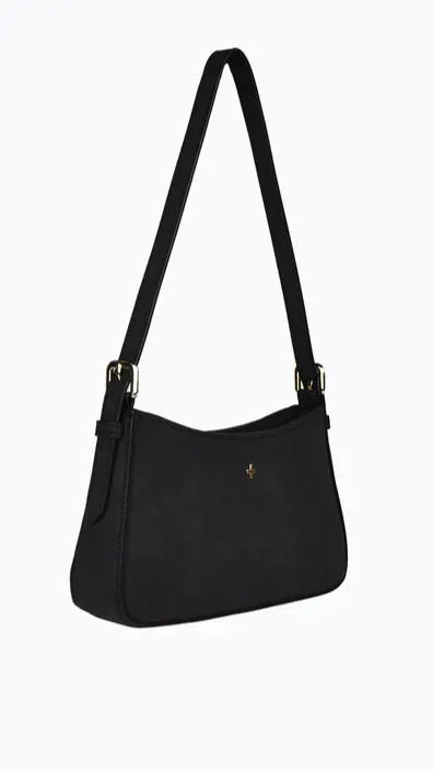Lilu Shoulder Bag - Black Suede