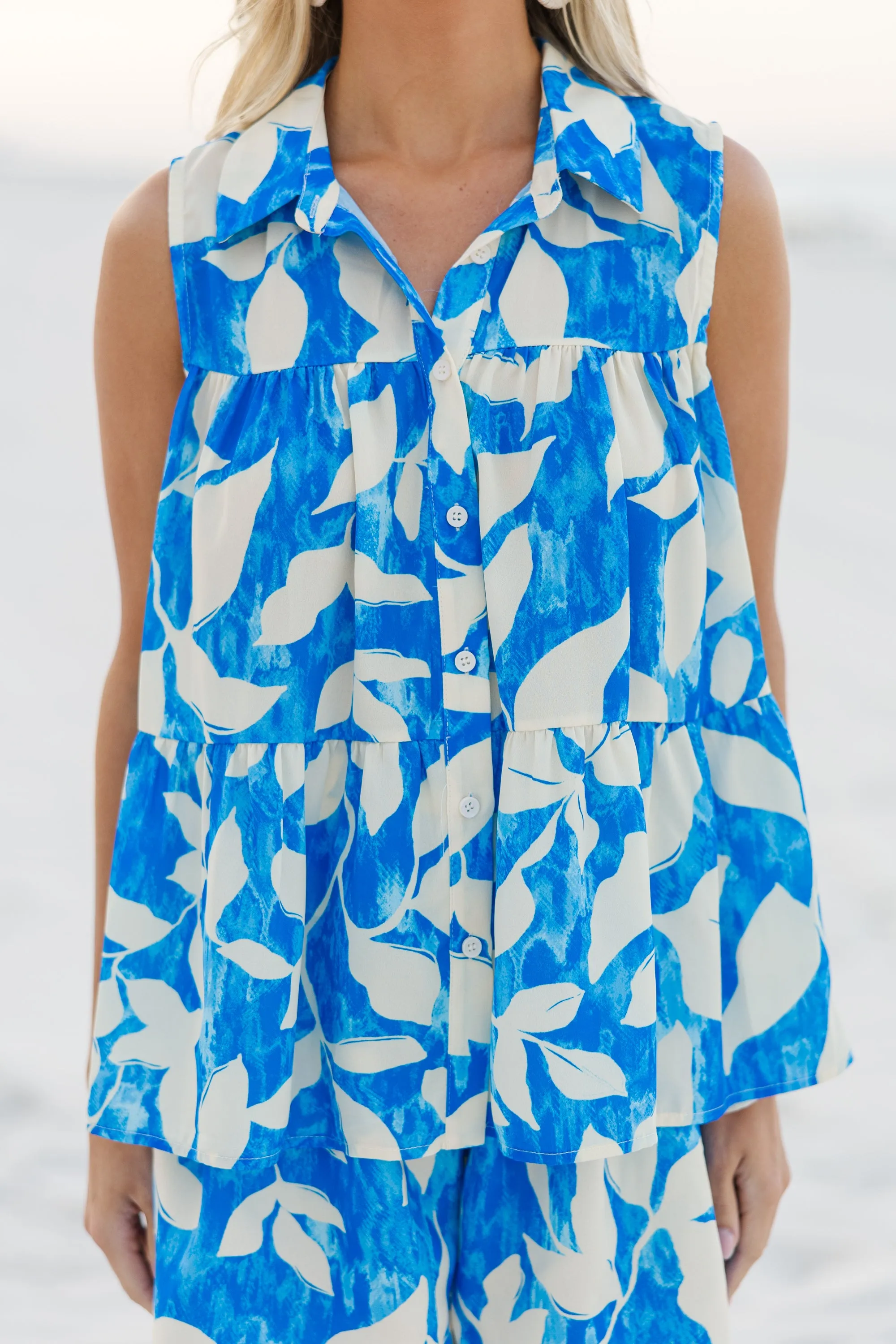 Live Your Best Life Blue Floral Blouse