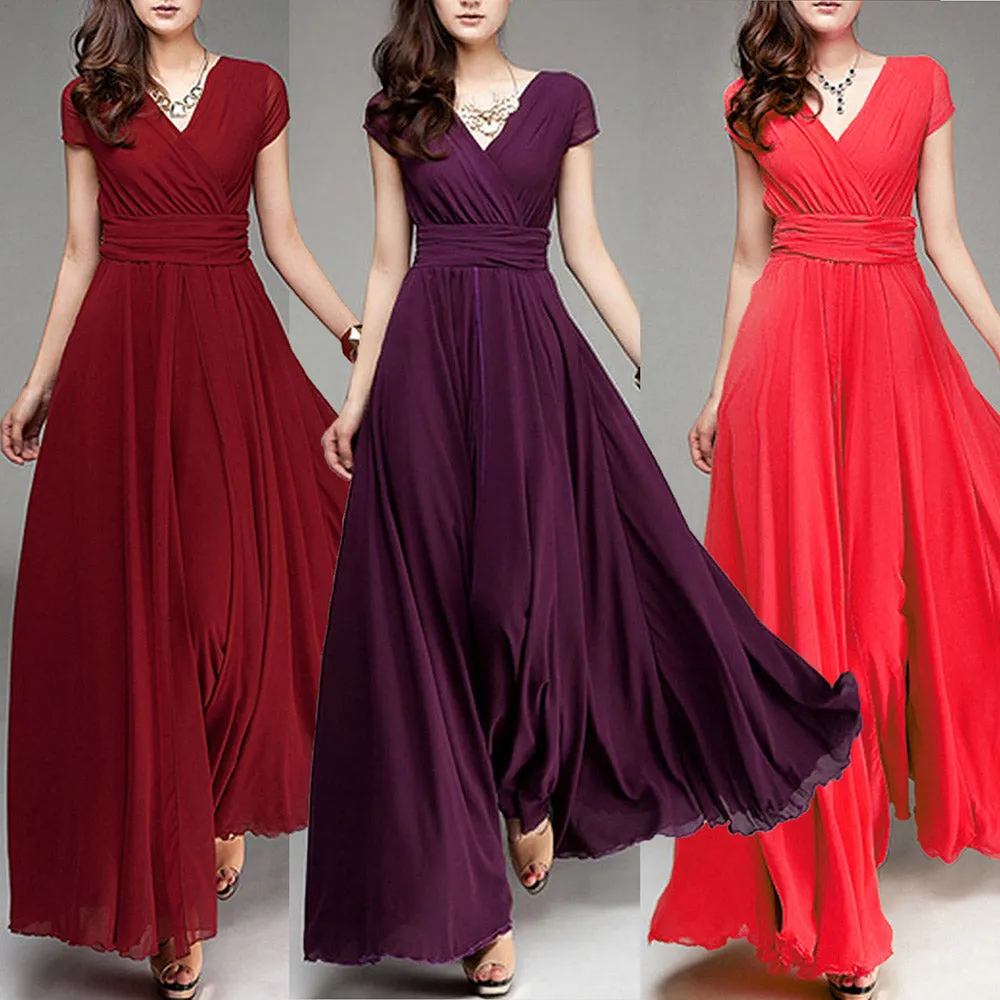 Long Cocktail Chiffon Evening Dress