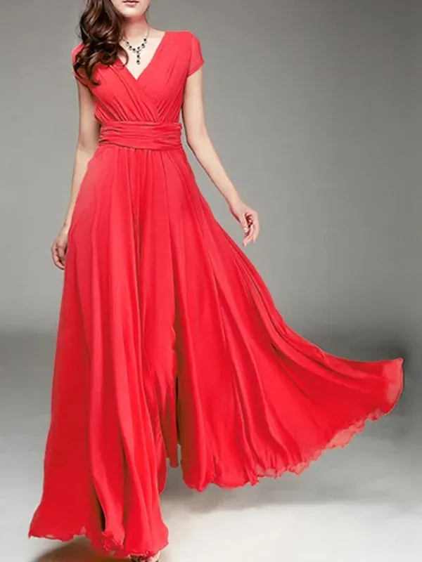 Long Cocktail Chiffon Evening Dress