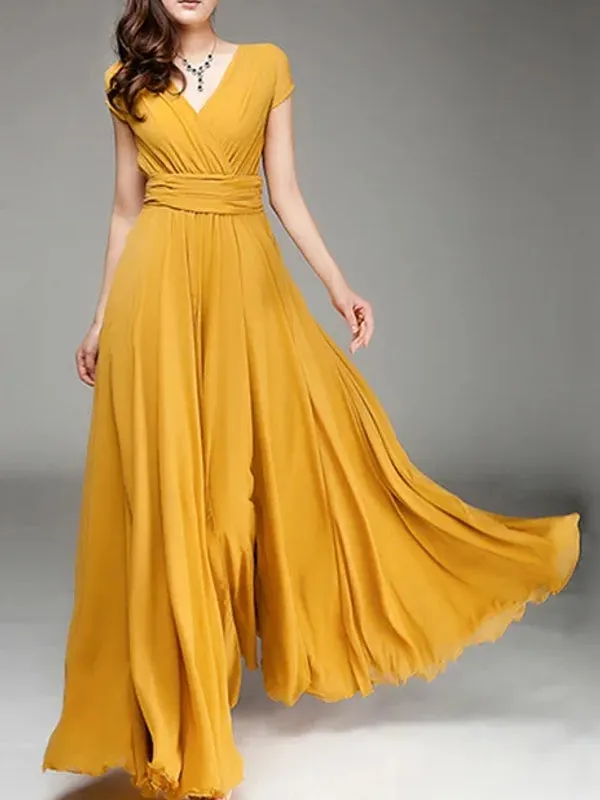 Long Cocktail Chiffon Evening Dress