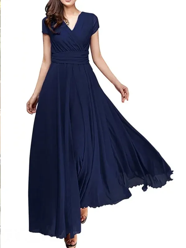Long Cocktail Chiffon Evening Dress