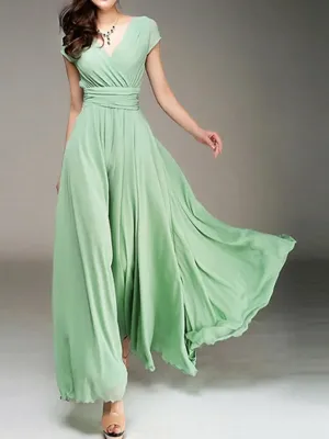 Long Cocktail Chiffon Evening Dress
