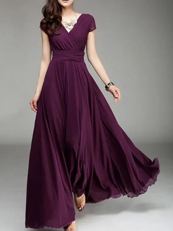 Long Cocktail Chiffon Evening Dress