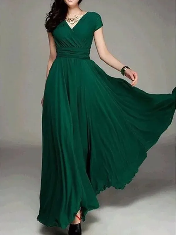 Long Cocktail Chiffon Evening Dress