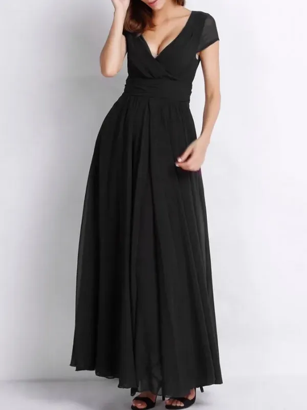 Long Cocktail Chiffon Evening Dress