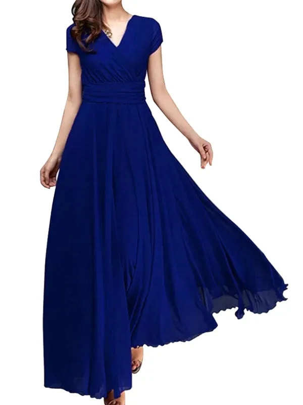 Long Cocktail Chiffon Evening Dress