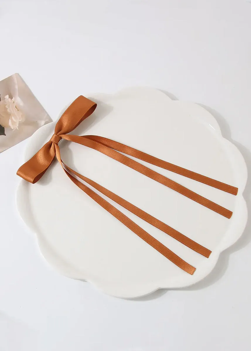 Long Ribbon Bow Clip - Rust