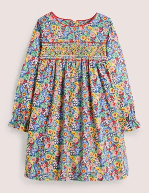 Long-sleeved Smock Dress-Multi Floral