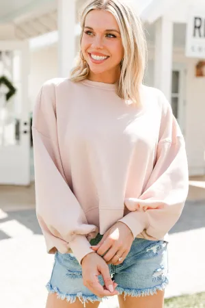 Look At You Go Dusty Blush Pink Bubble Sleeve Pullover