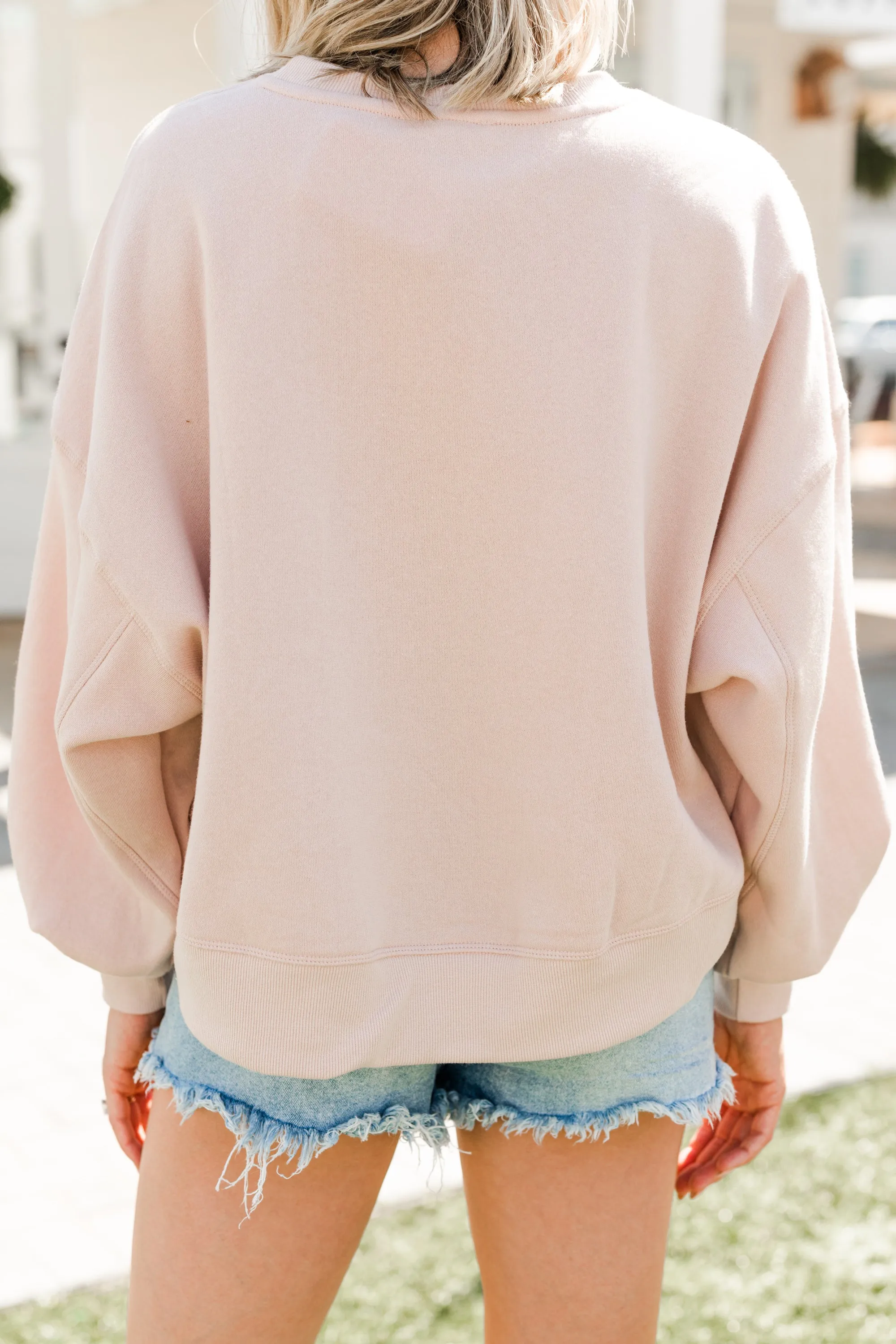 Look At You Go Dusty Blush Pink Bubble Sleeve Pullover