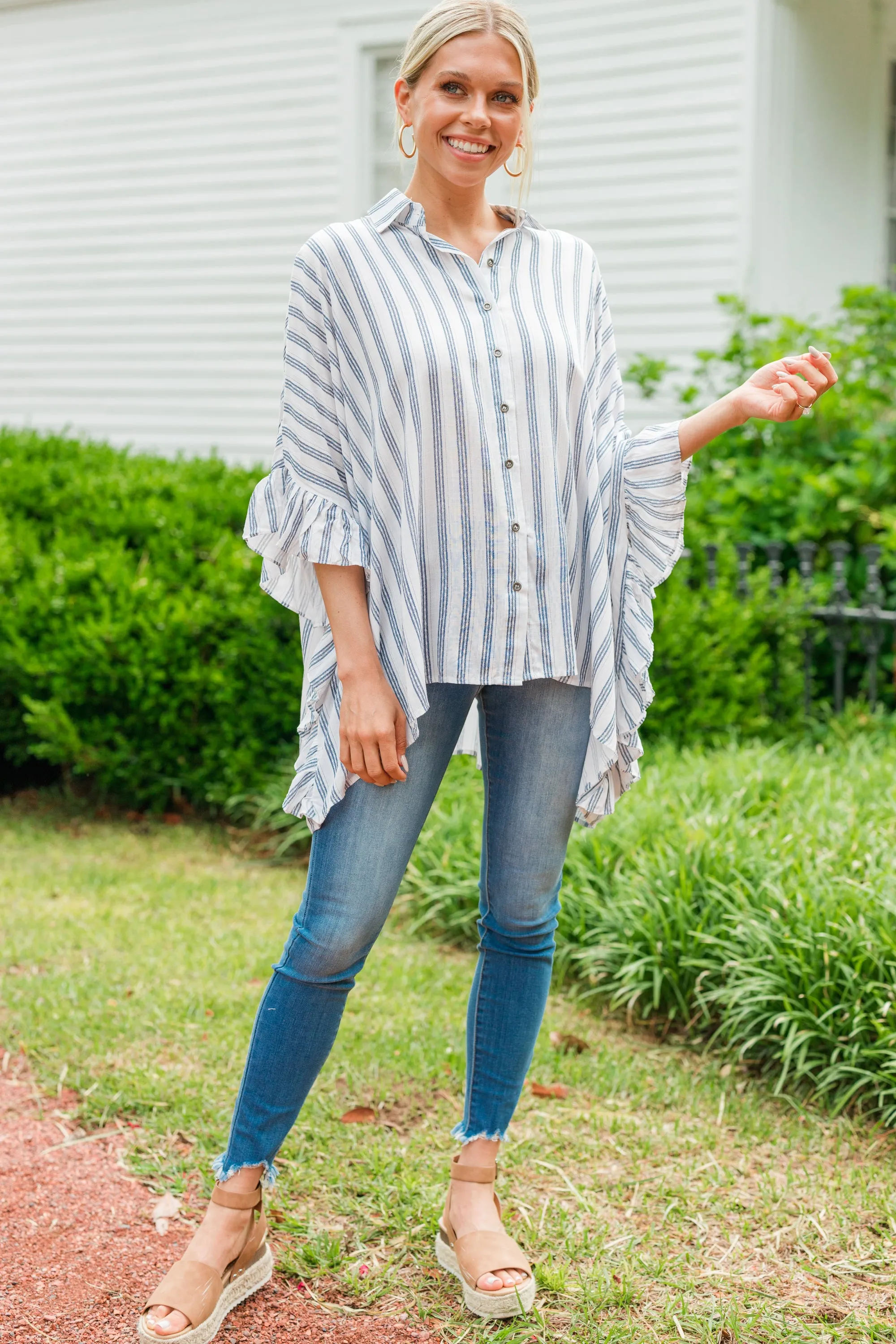Looking For You Blue Striped Tunic