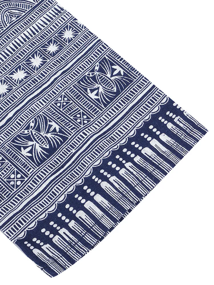 Loose Retro Printing 3/4 Sleeve Women Maxi Dress