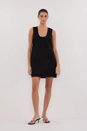 LOTUS BLACK LINEN MINI DRESS