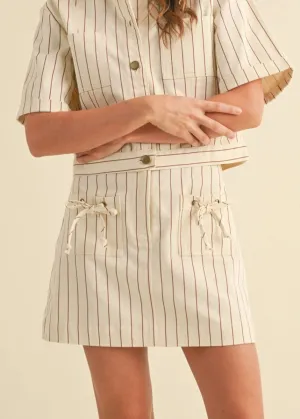 Mable Striped Mini Skirt - Toffee