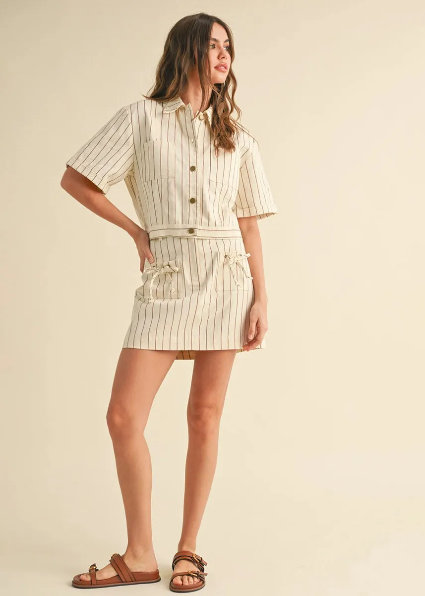 Mable Striped Mini Skirt - Toffee