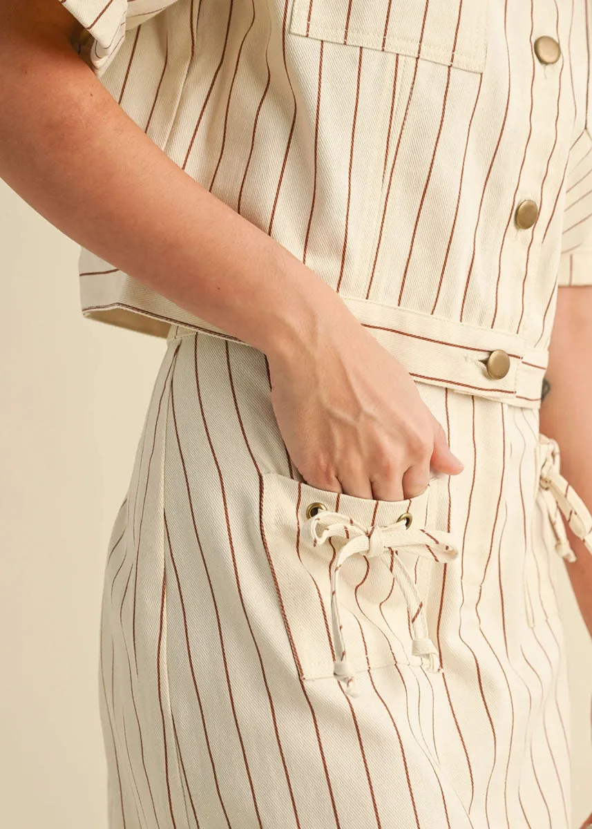Mable Striped Mini Skirt - Toffee