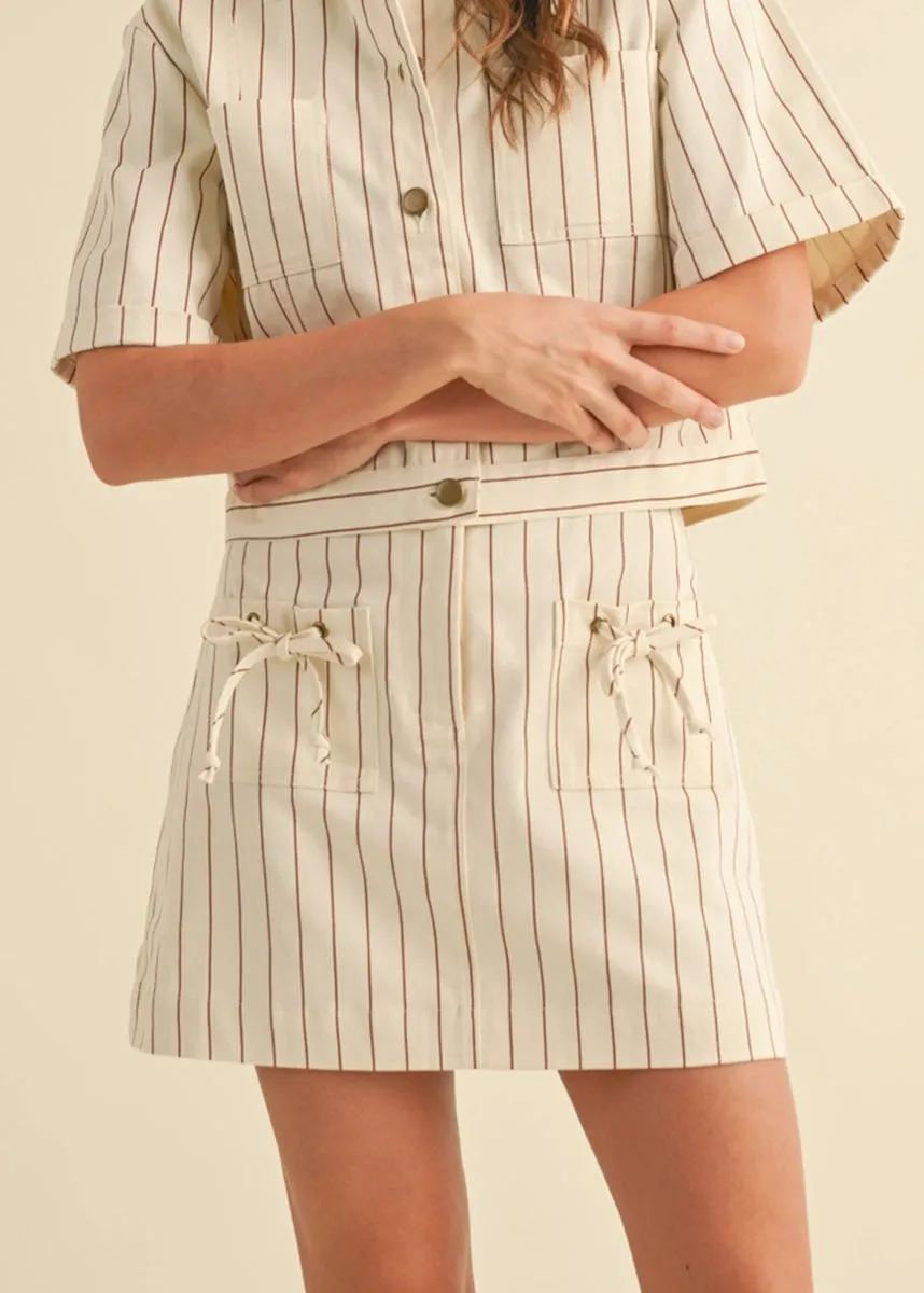 Mable Striped Mini Skirt - Toffee
