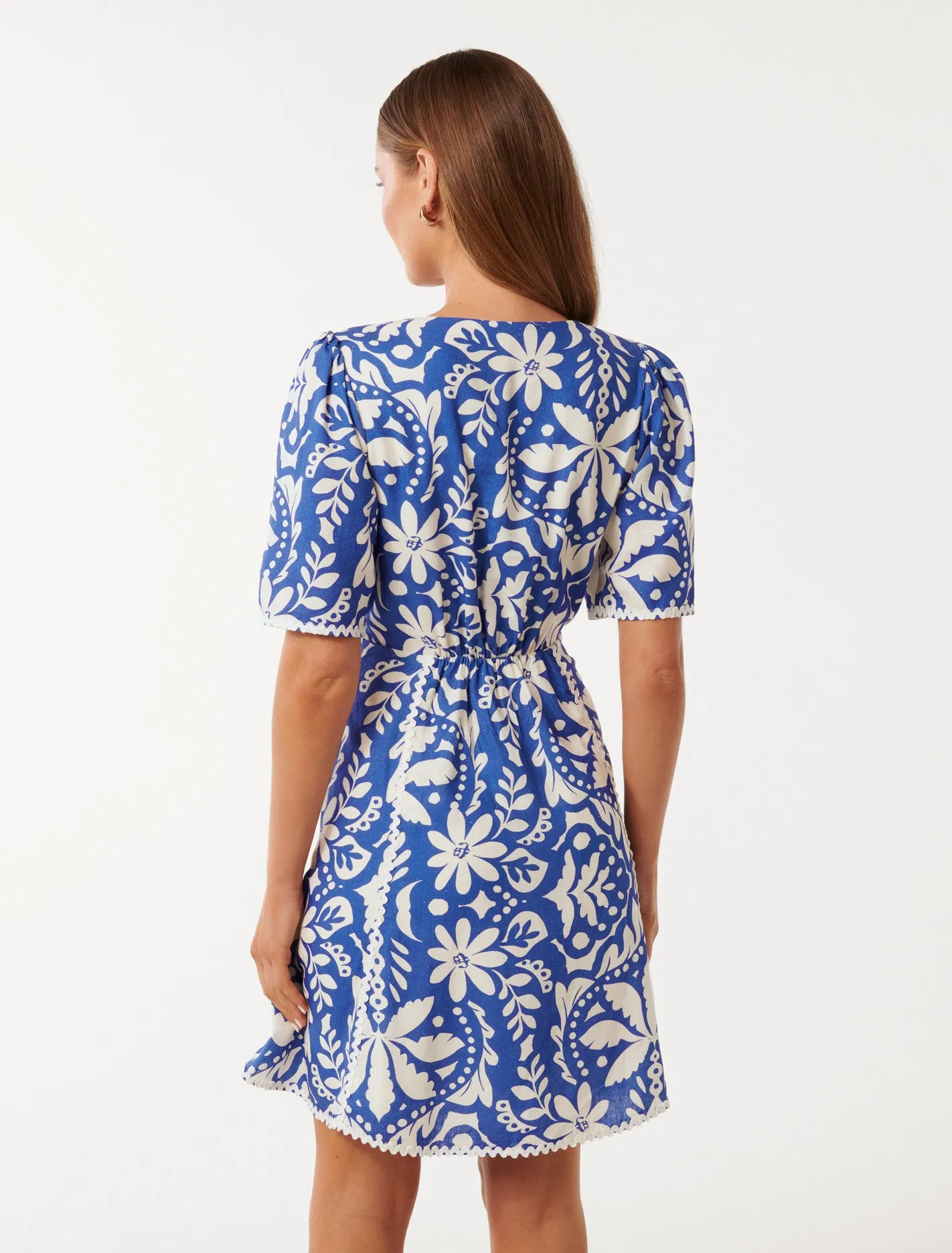 Maria Printed Trim Mini Dress