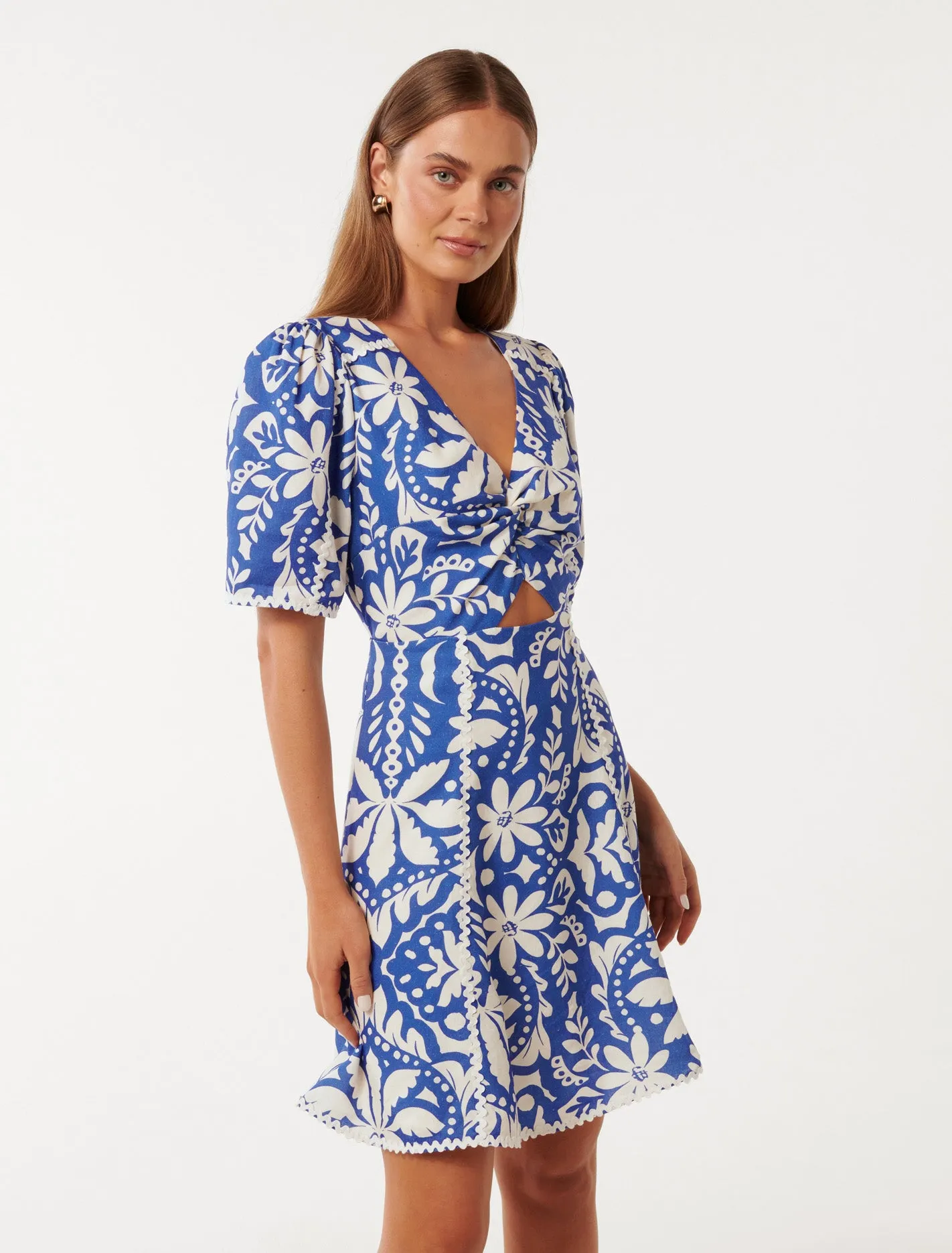 Maria Printed Trim Mini Dress