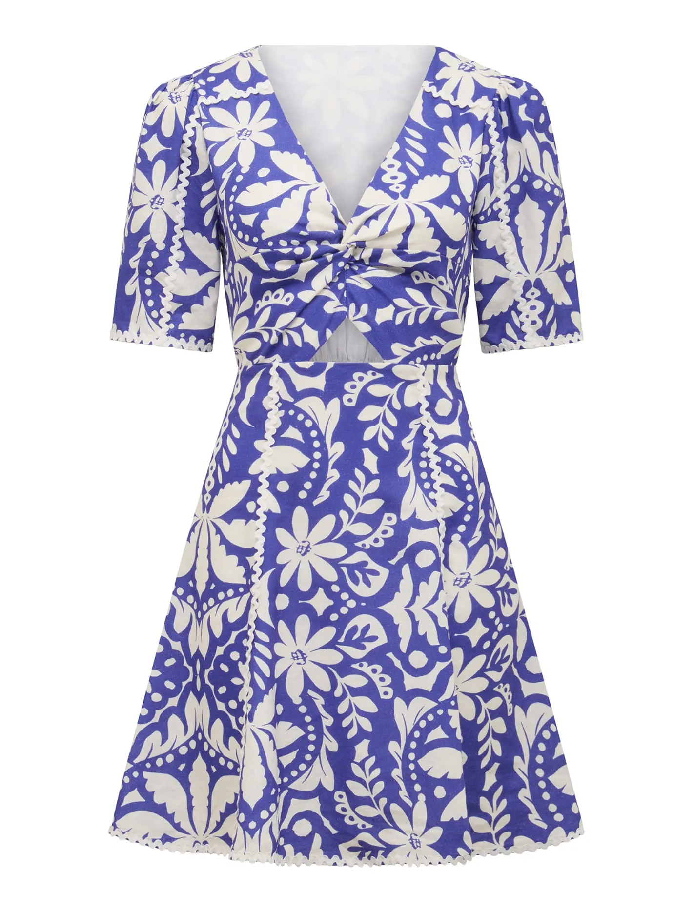 Maria Printed Trim Mini Dress
