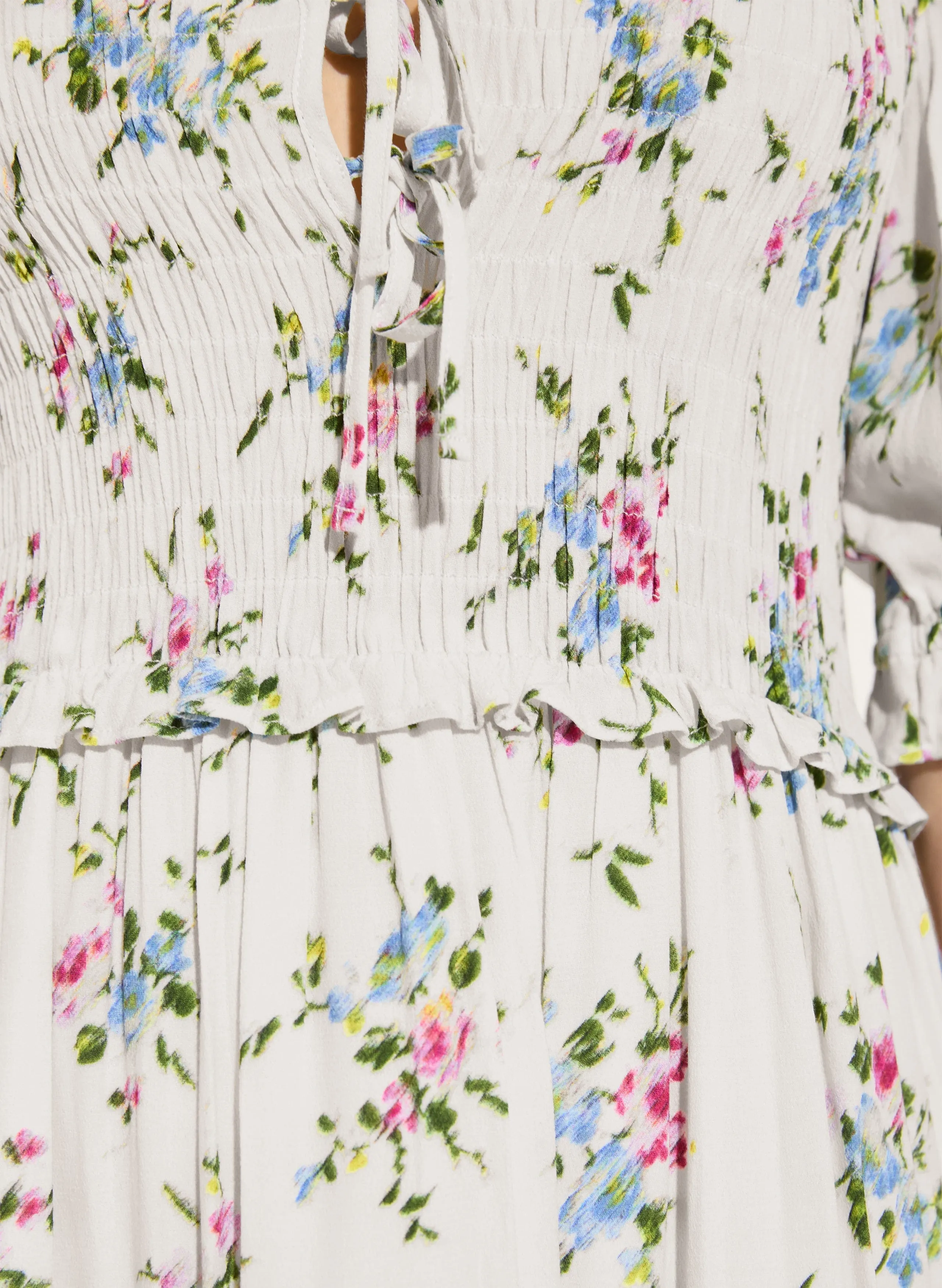 Melania Recycled Viscose Smock Midi Dress | White Bouquet