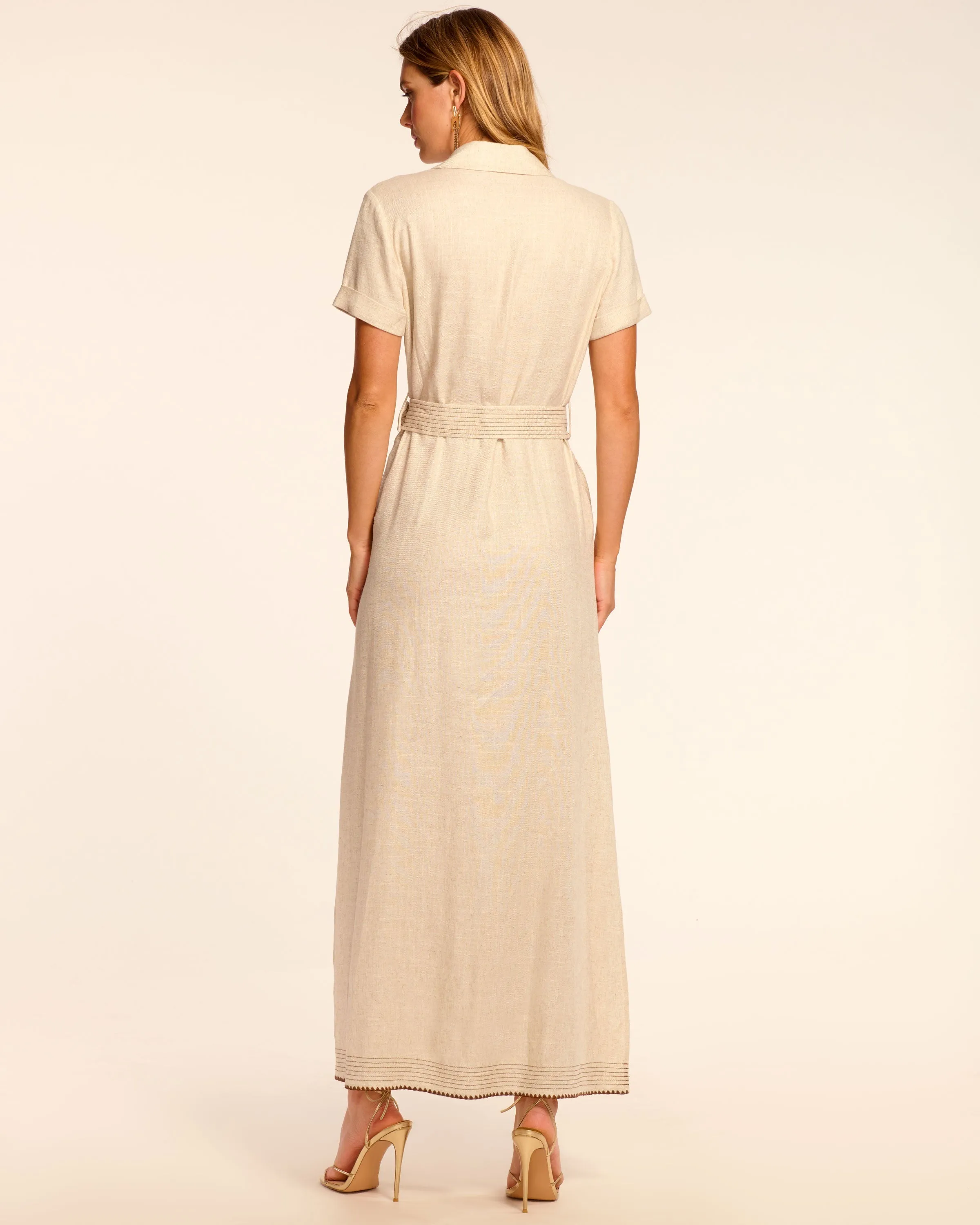 Melina Linen Short Sleeve Maxi Dress