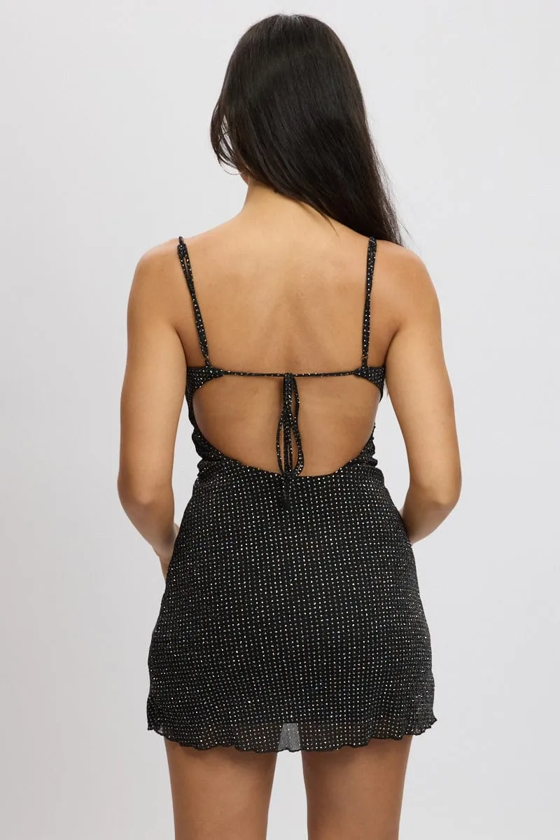 Metallic Mini Dress Metallic Backless