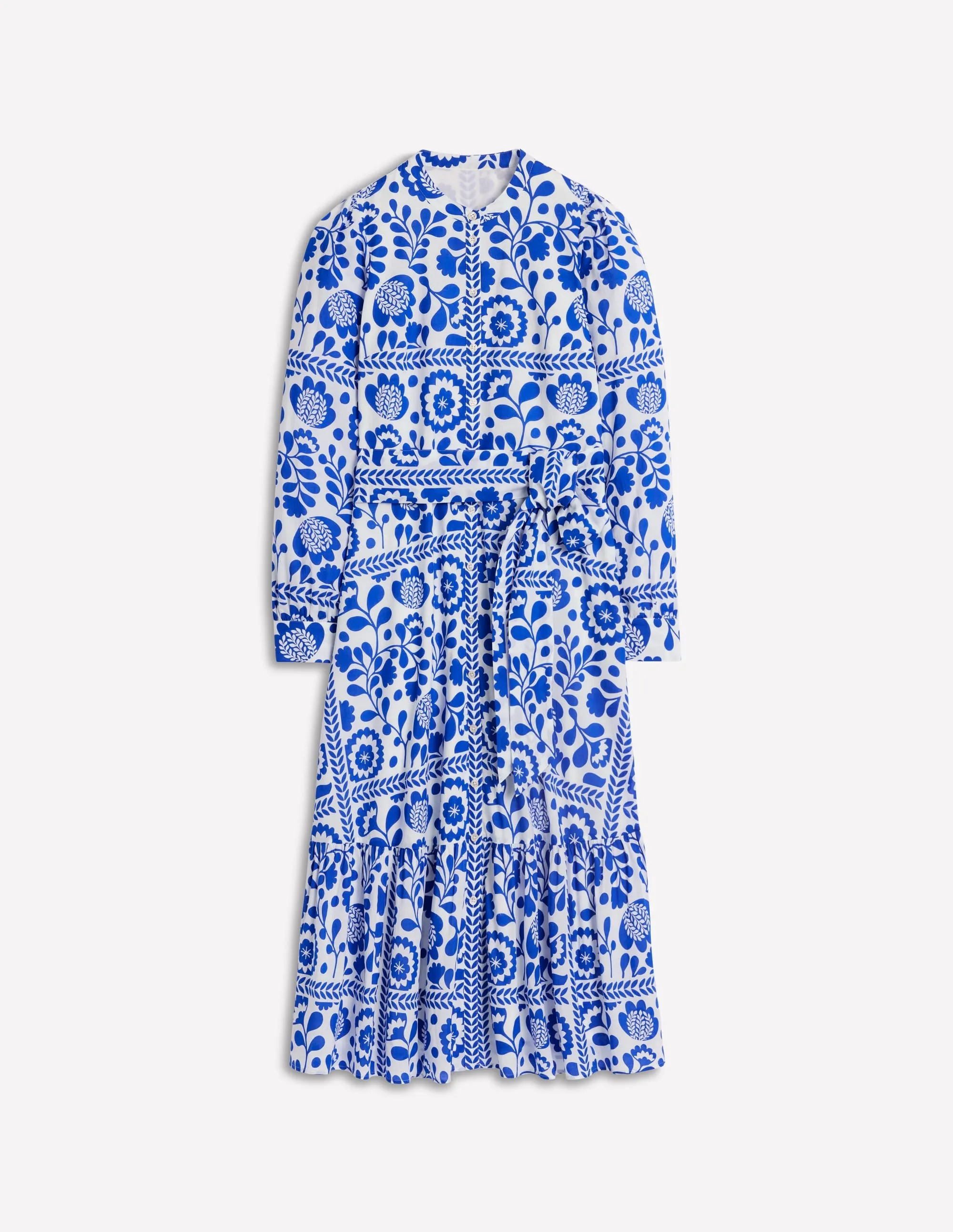 Mia Tiered Shirt Dress-Gallery Blue. Vine Tile