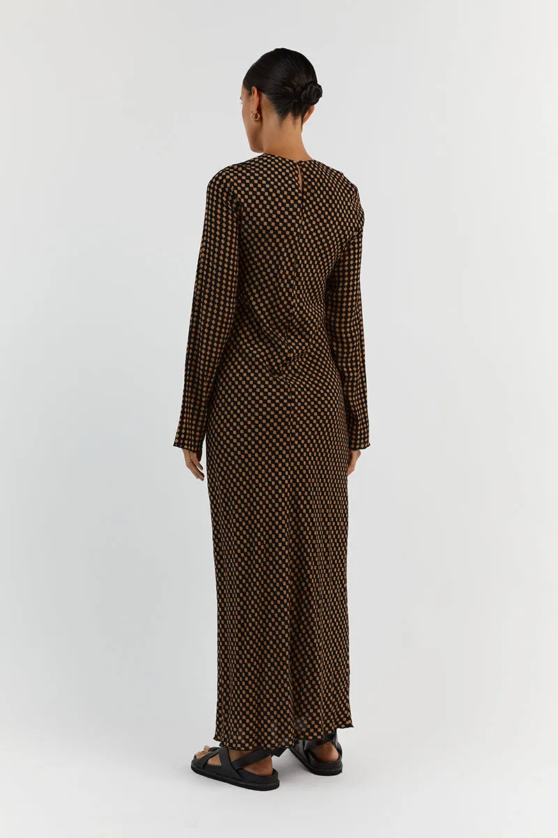 MILA CARAMEL SLEEVED MIDI DRESS