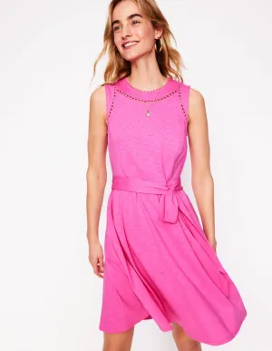 Mila Trim Short Jersey Dress-Tickled Pink