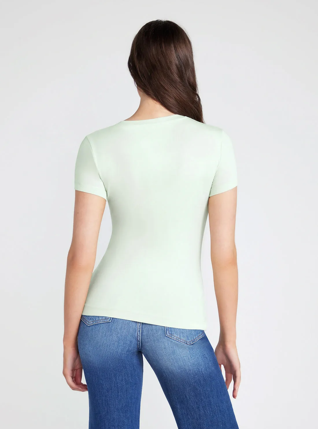 Mint Green Rhinestone Rose Logo T-Shirt