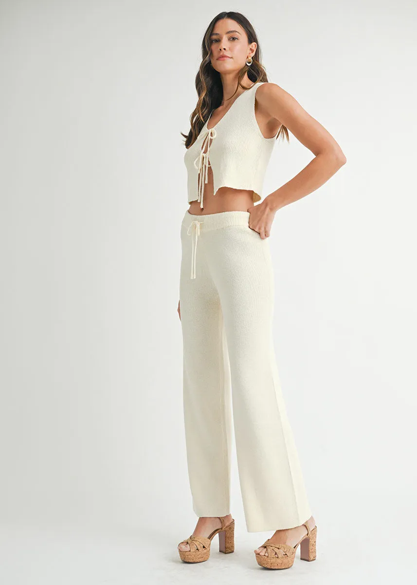 Mira Knit Tie Vest & Pant Set - Natural