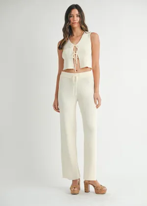 Mira Knit Tie Vest & Pant Set - Natural