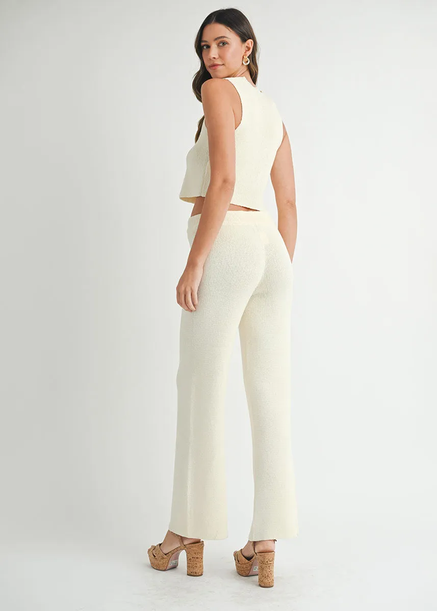 Mira Knit Tie Vest & Pant Set - Natural