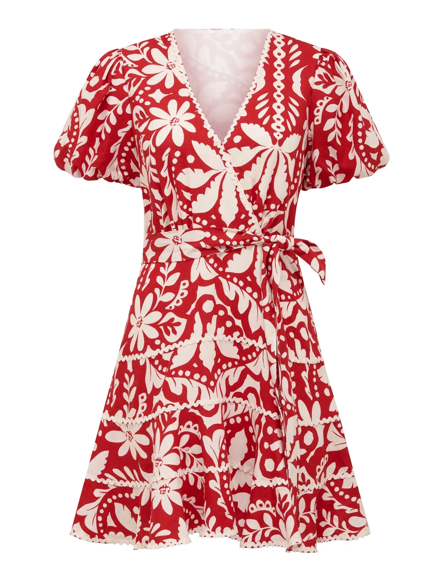 Natalia Petite Tiered Trim Skater Mini Dress