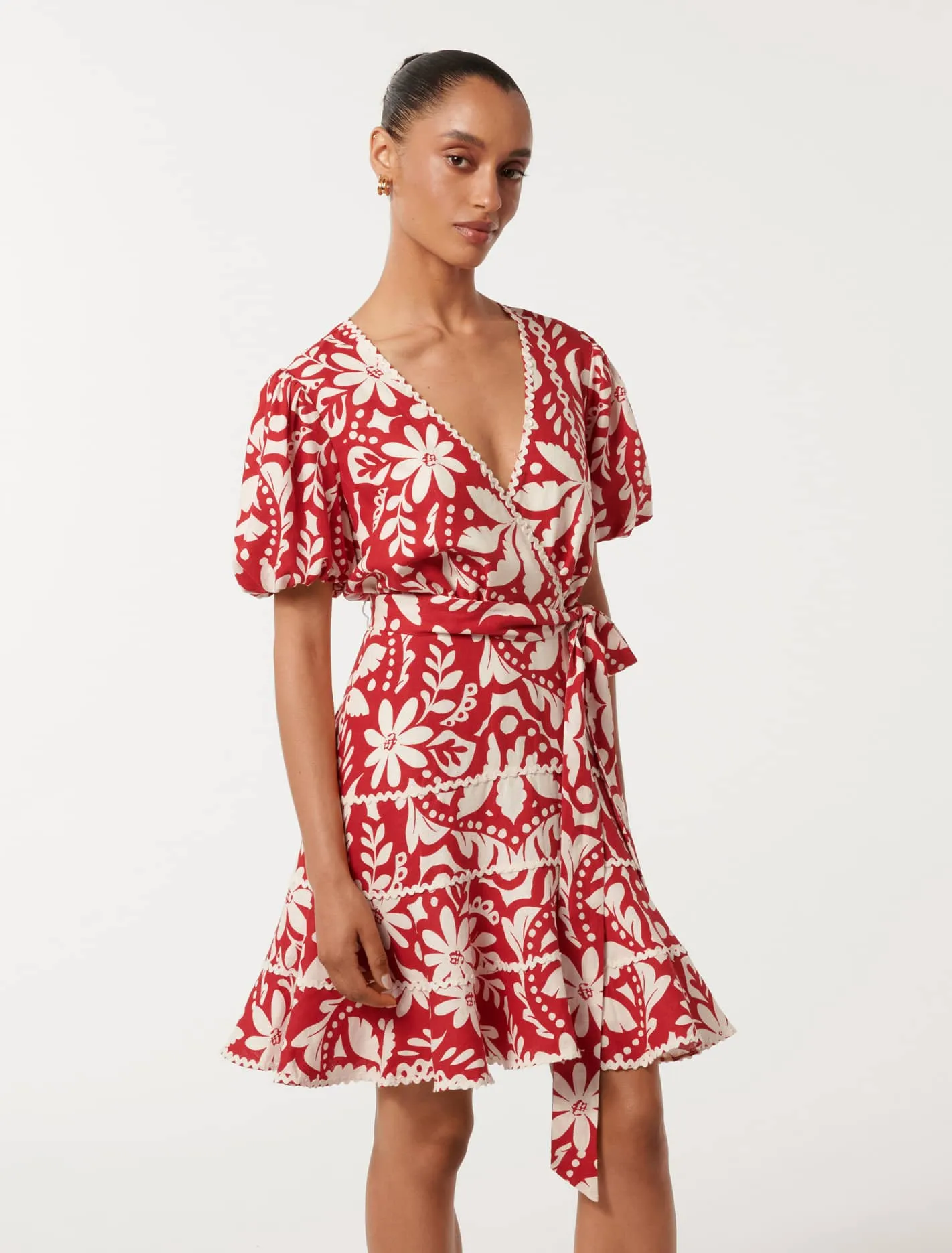 Natalia Petite Tiered Trim Skater Mini Dress