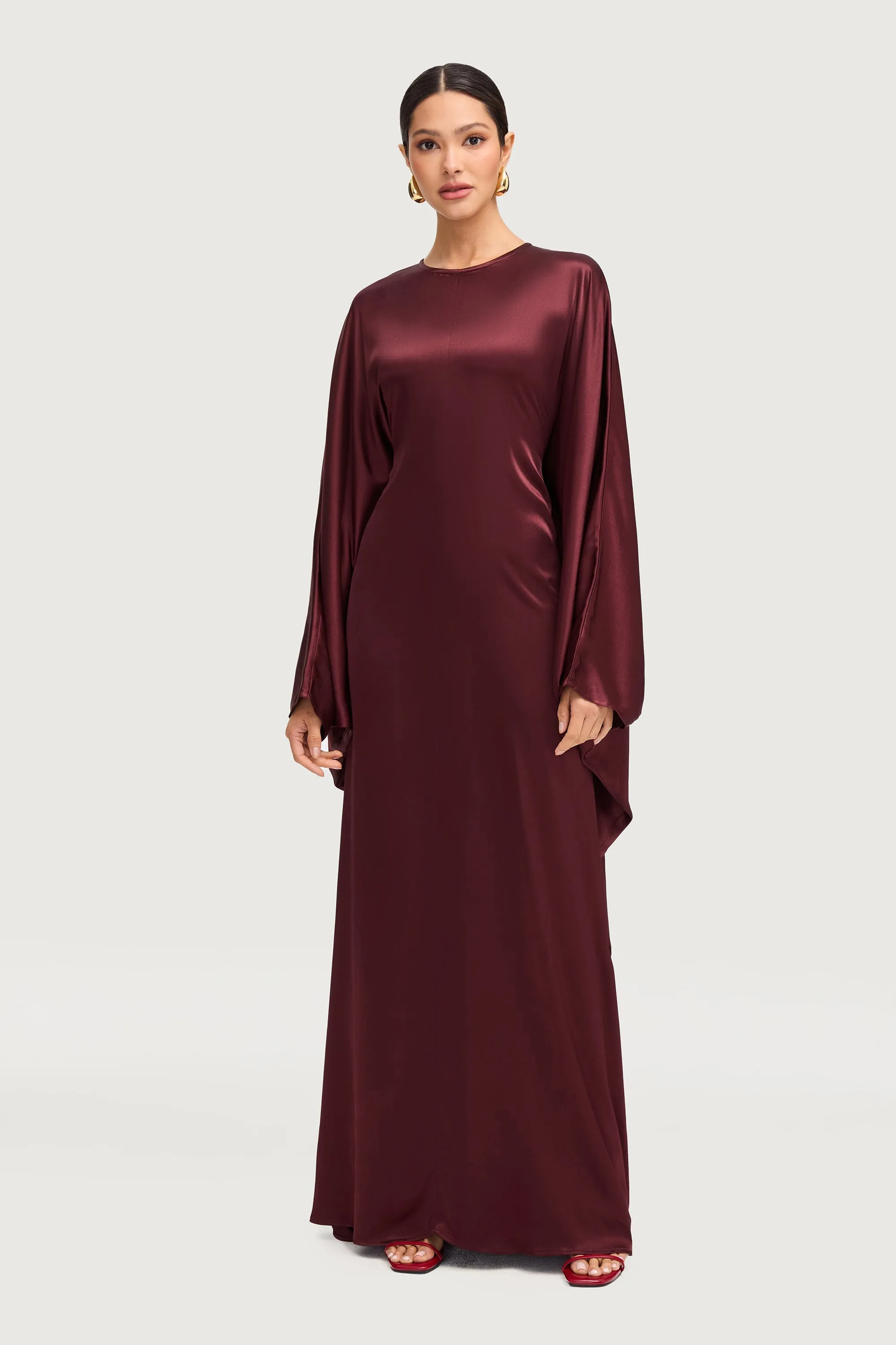 Nayla Silk Butterfly Inner Tie Abaya Dress- Karaz