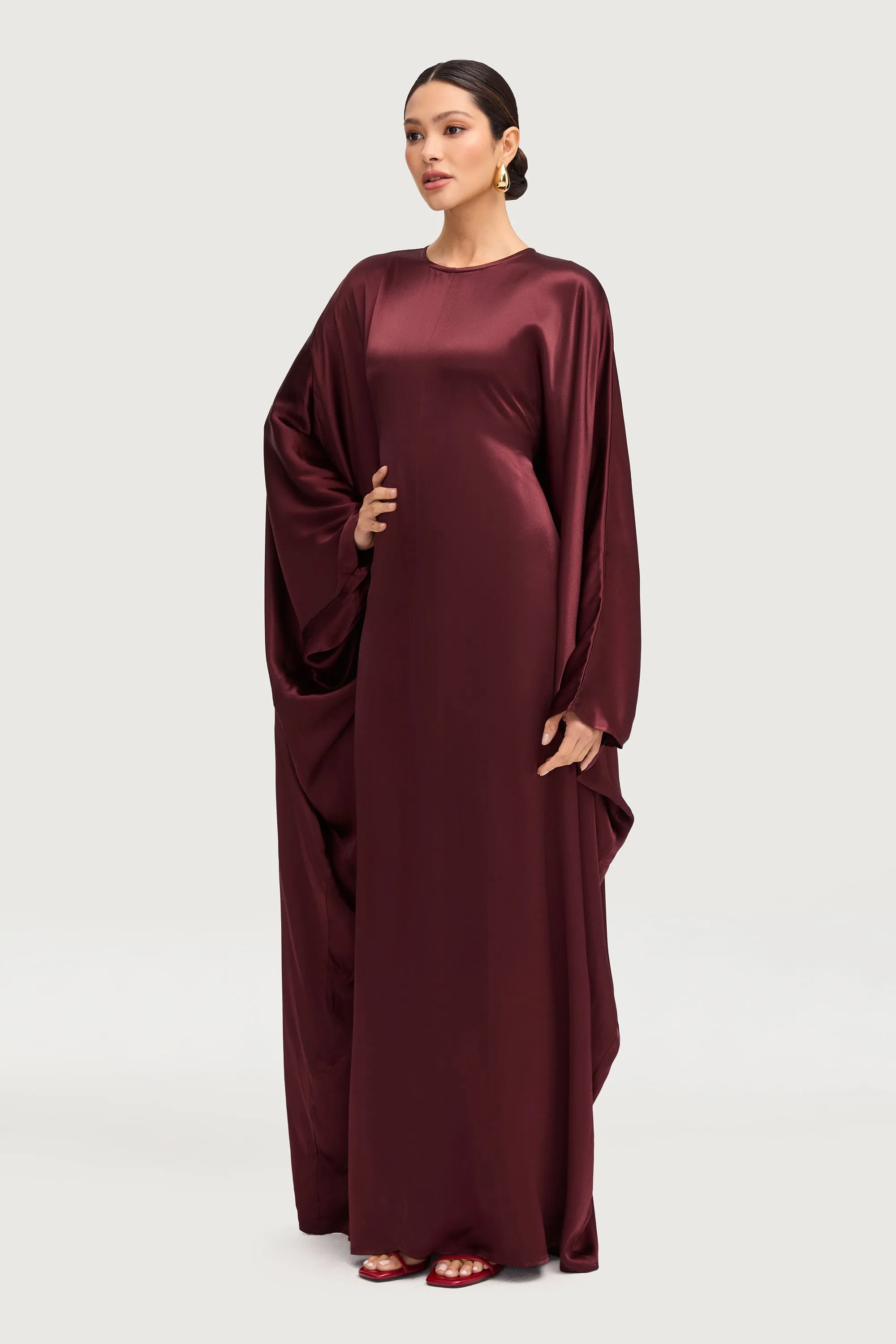 Nayla Silk Butterfly Inner Tie Abaya Dress- Karaz
